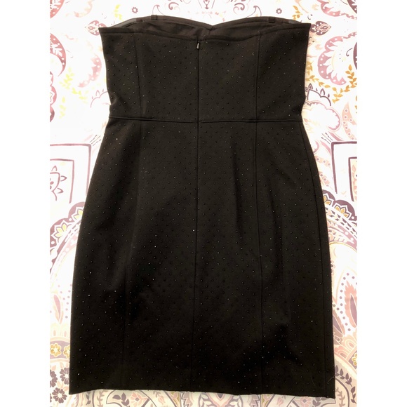 DKNY Black Strapless Cocktail Party Club Dance Mini Dress, Crystal Detail Size 8 - Picture 4 of 16